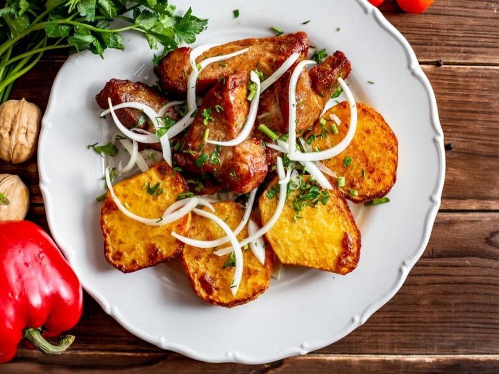 Шашлык из свинины с картофелем